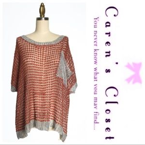 Vintage Metallic Red & Silver Mod Crochet Top